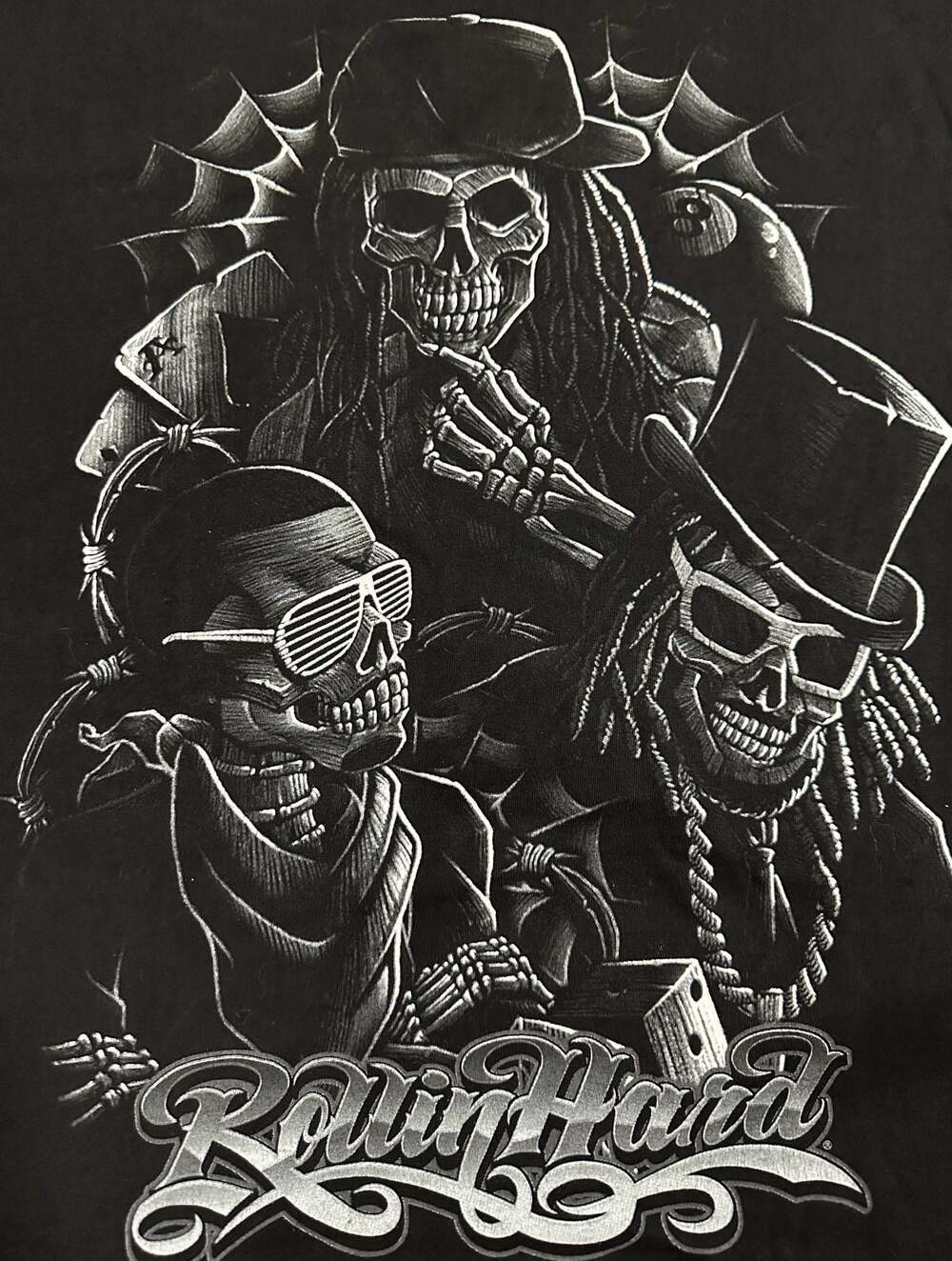 Anchor Blue Rollin Hard Skeleton Gambling Graphic T-Shirt, Size XXL